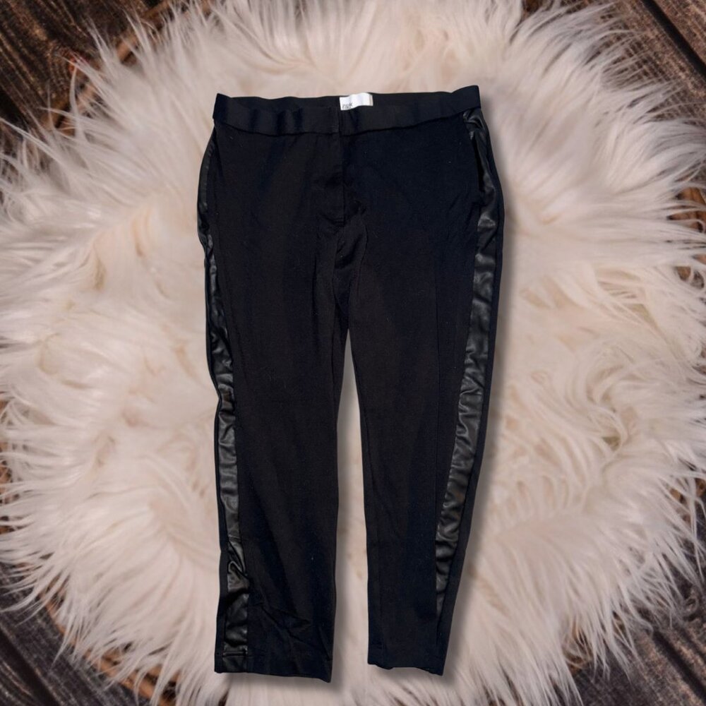 Black Pleather Trimmed Trousers - XL